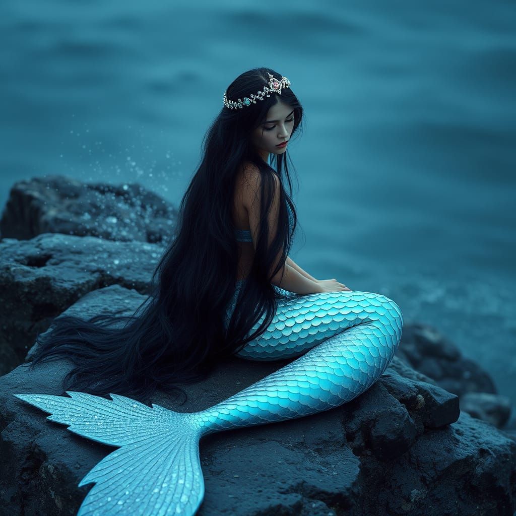 Winter Mermaid in a Radiant, 35mm Film Still