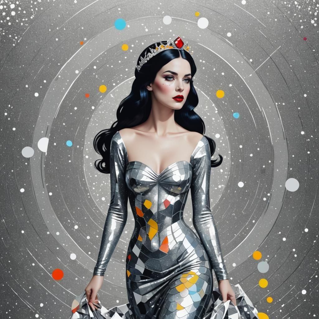 Snow White Space Mermaid in Pop Art Style