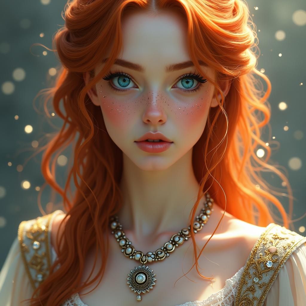 Portrait of Woman with Copper Hair, Digital Painting