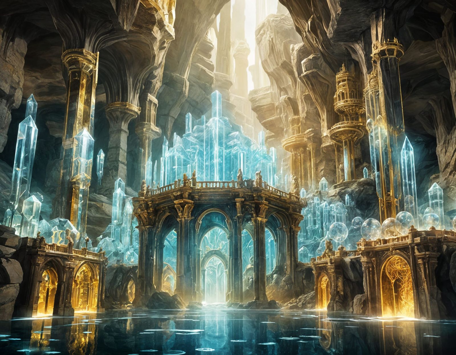 Crystal Cavern Palace With Floating Treasure