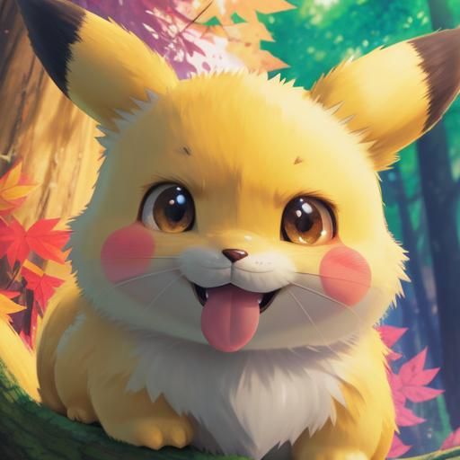 Pikachu in Sunlit Forest: Realistic Video Game Art
