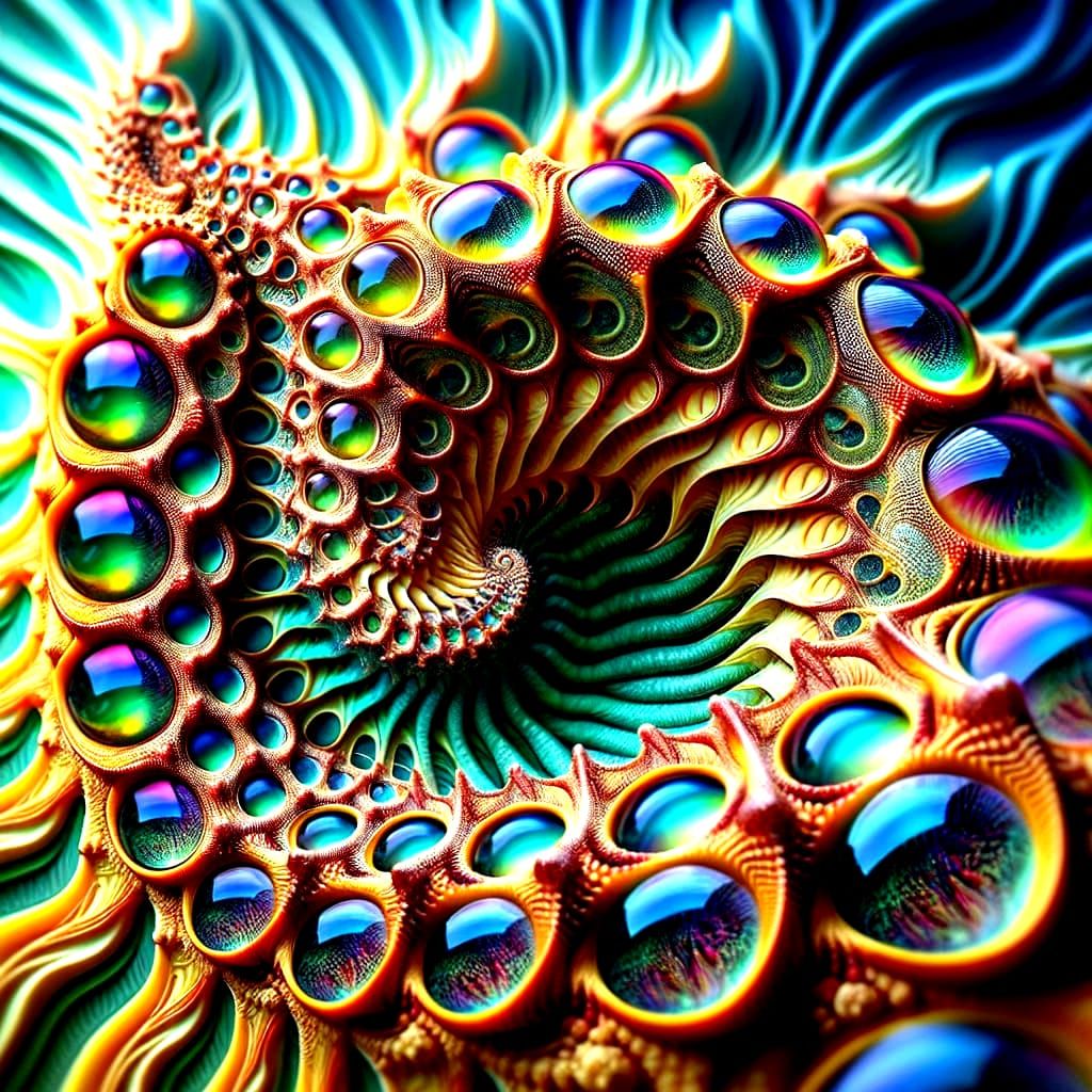 Psychedelic Entity with Fibonacci Eyes in Hyperrealistic Sty...