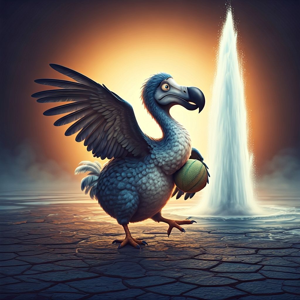 Female Dodo at Geyser's Edge in Pixar Style