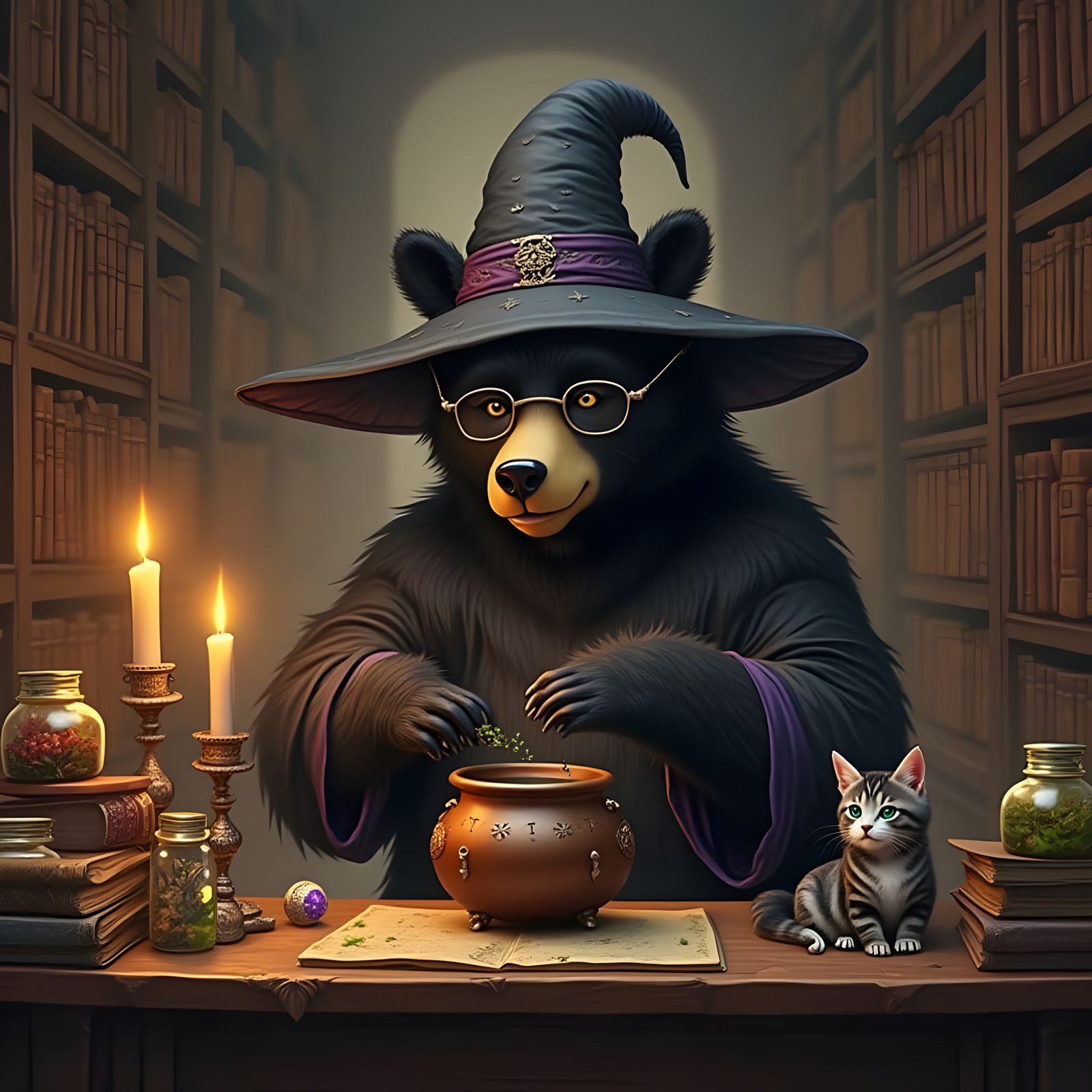 Mystical Bear Conjures Magic in Grand Study