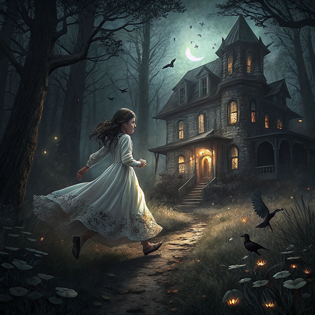 Girl's Night Flight from Haunted Mansion