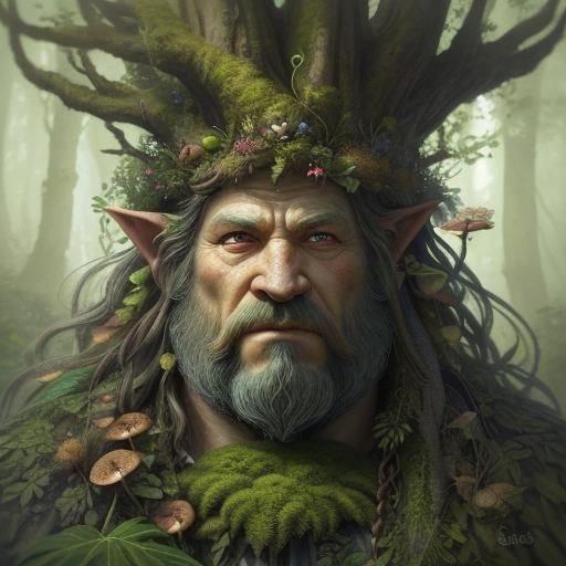 Mushroom Beard Troll in High Fantasy Style