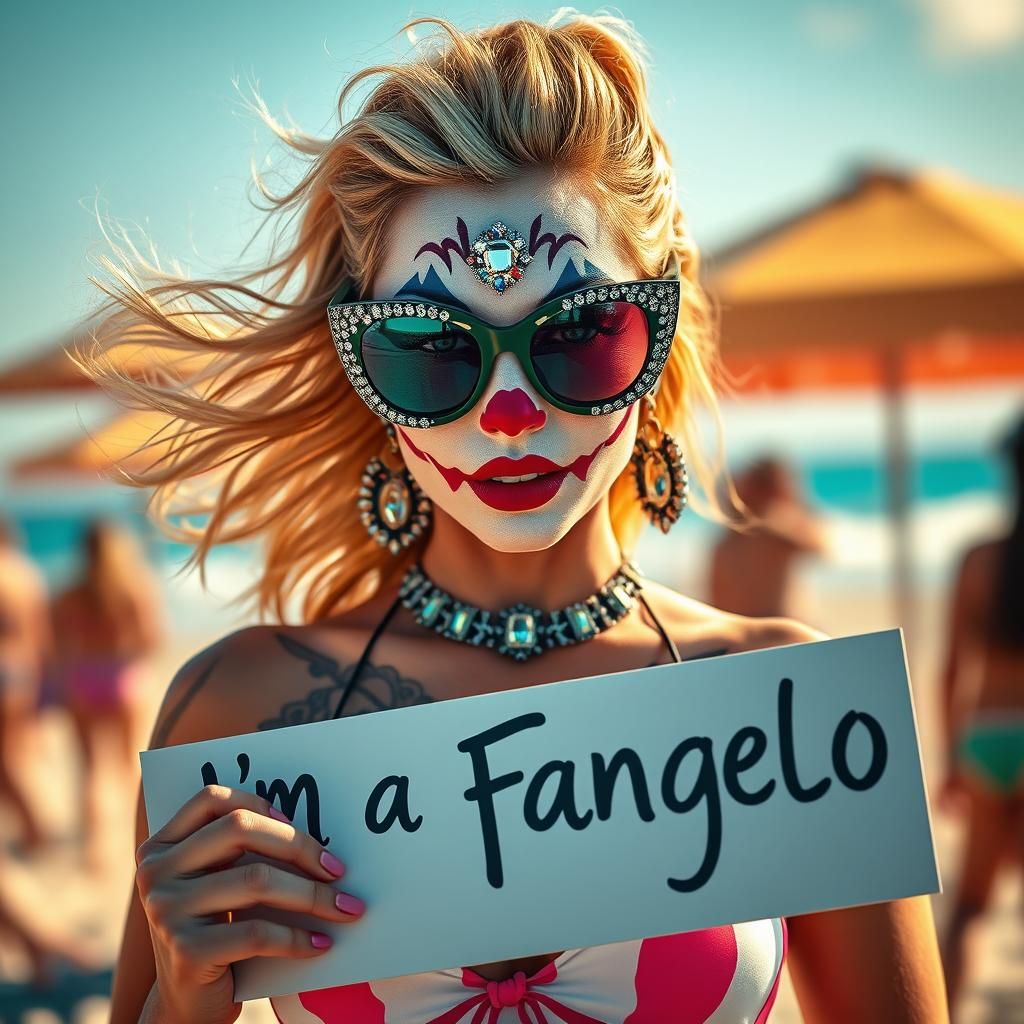 Gemstone Clown at Beach Party: A Portrait