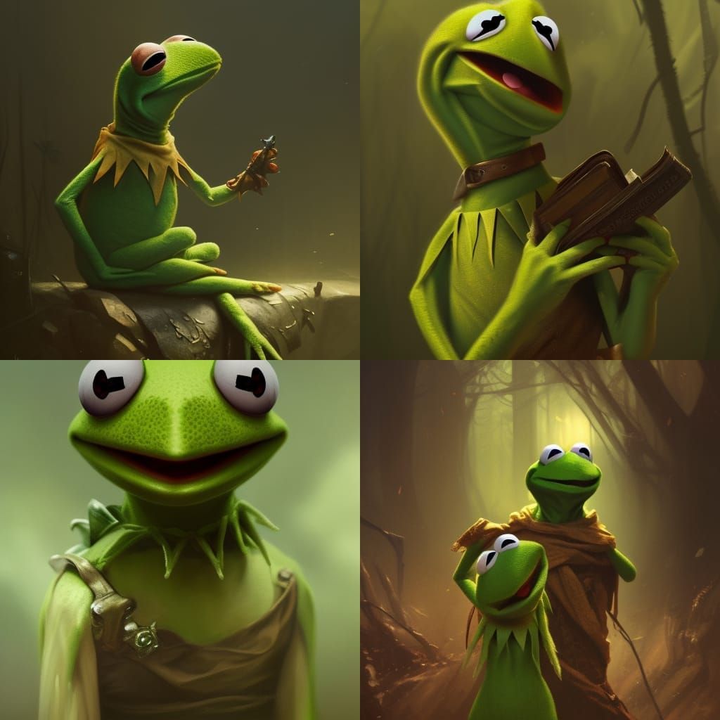 Kermit the Frog as Dark Fantasy Art