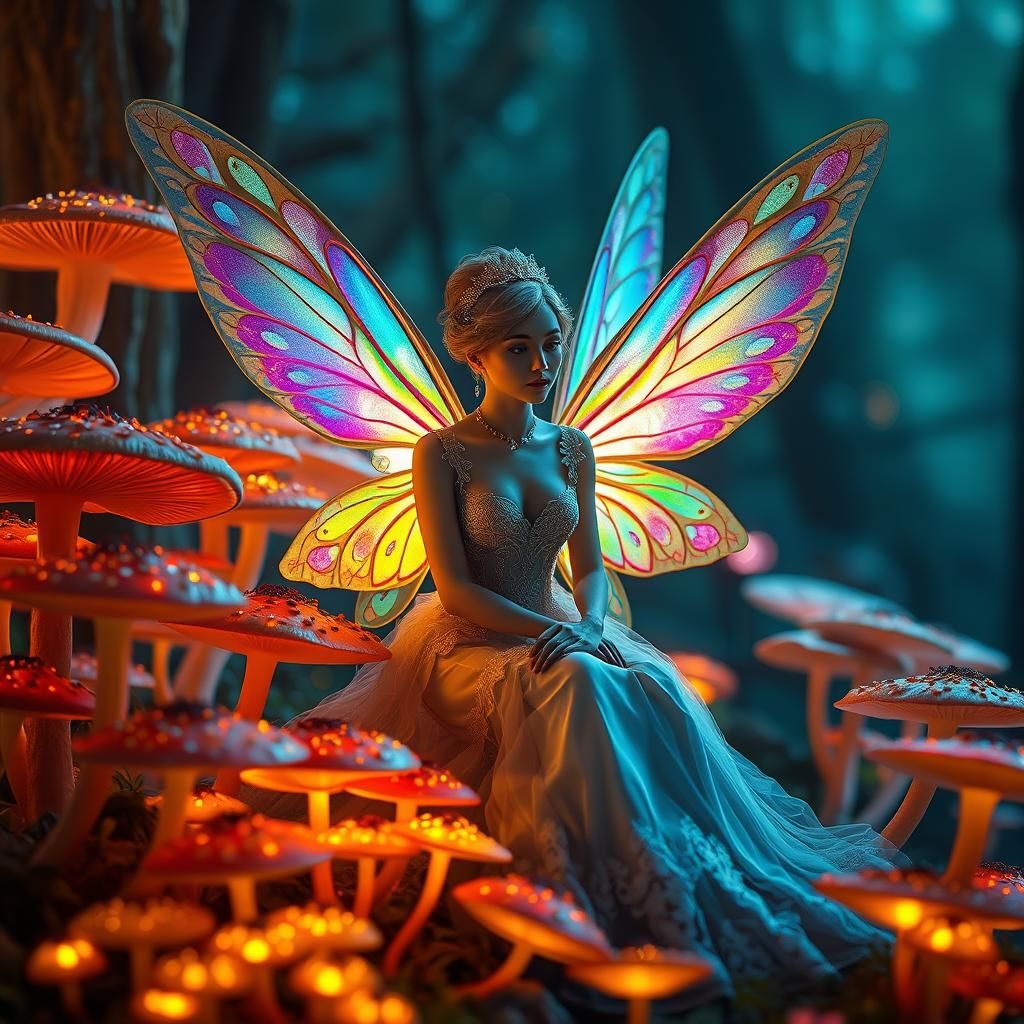 Ethereal Fairy in Enchanted Forest Digital Painting