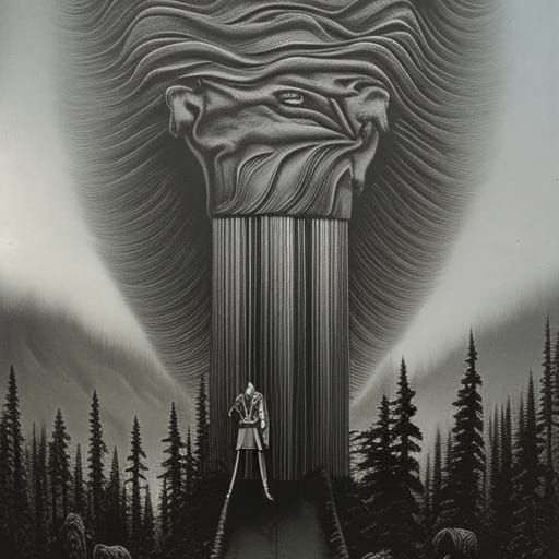 Eerie Black Lodge Scene in Doré Style