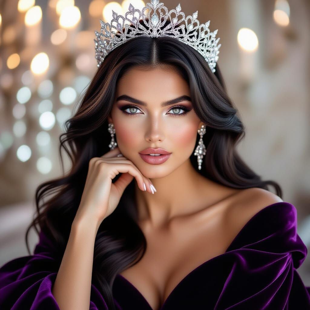 Elegant Royal Woman in Haute Couture Gown