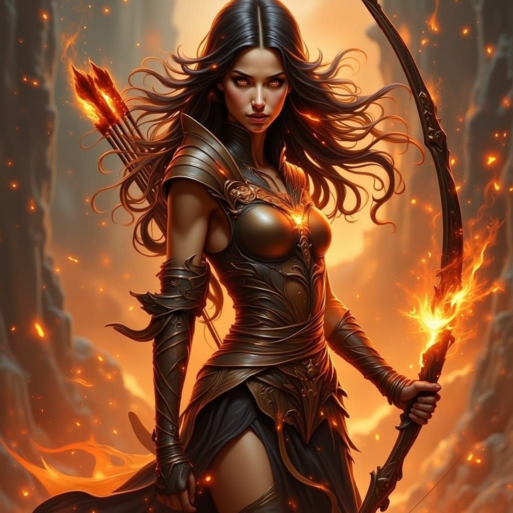 Cyberpunk Female Warrior in Flames