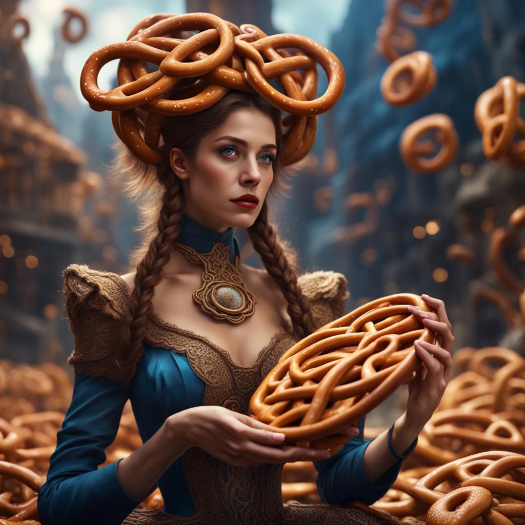 Pretzel Lady in a Pretzel Land: Detailed Matte Painting