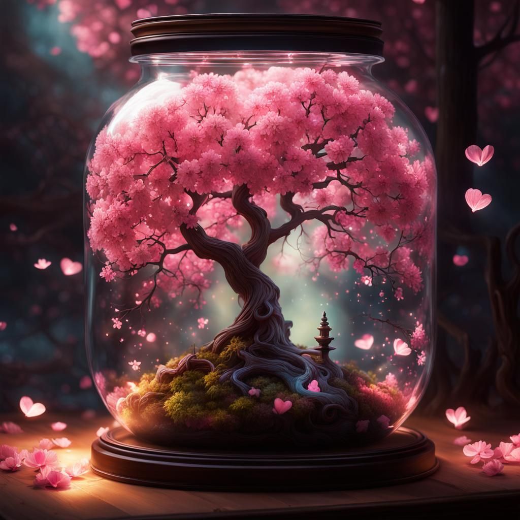 Sakura tree inside a jar