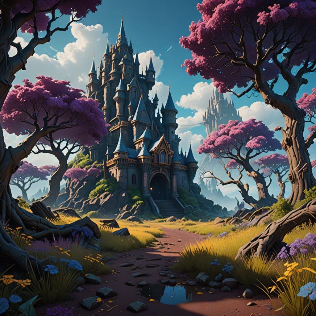 Mystical Landscape in Whimsical, High-Fantasy Style