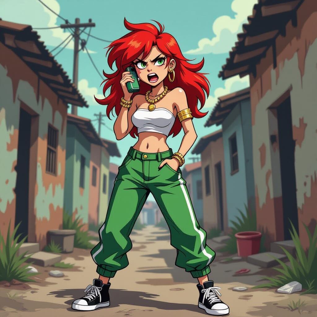 Sick Girl in Slums Yelling on Vintage Phone