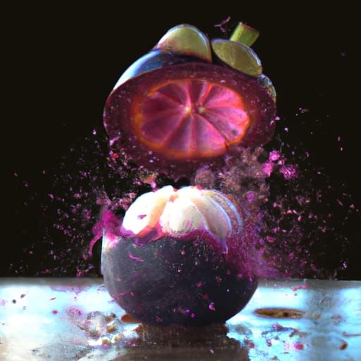 Exploding Mangosteen in Slow Motion: Dramatic Digital Art