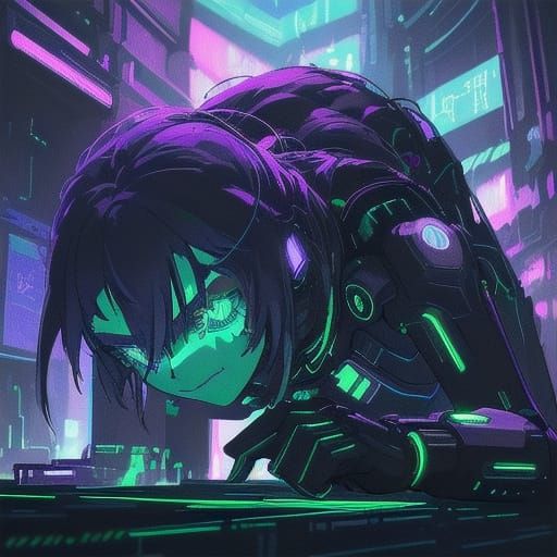 Cyberpunk Centaur Rigger in Neon Alleyway