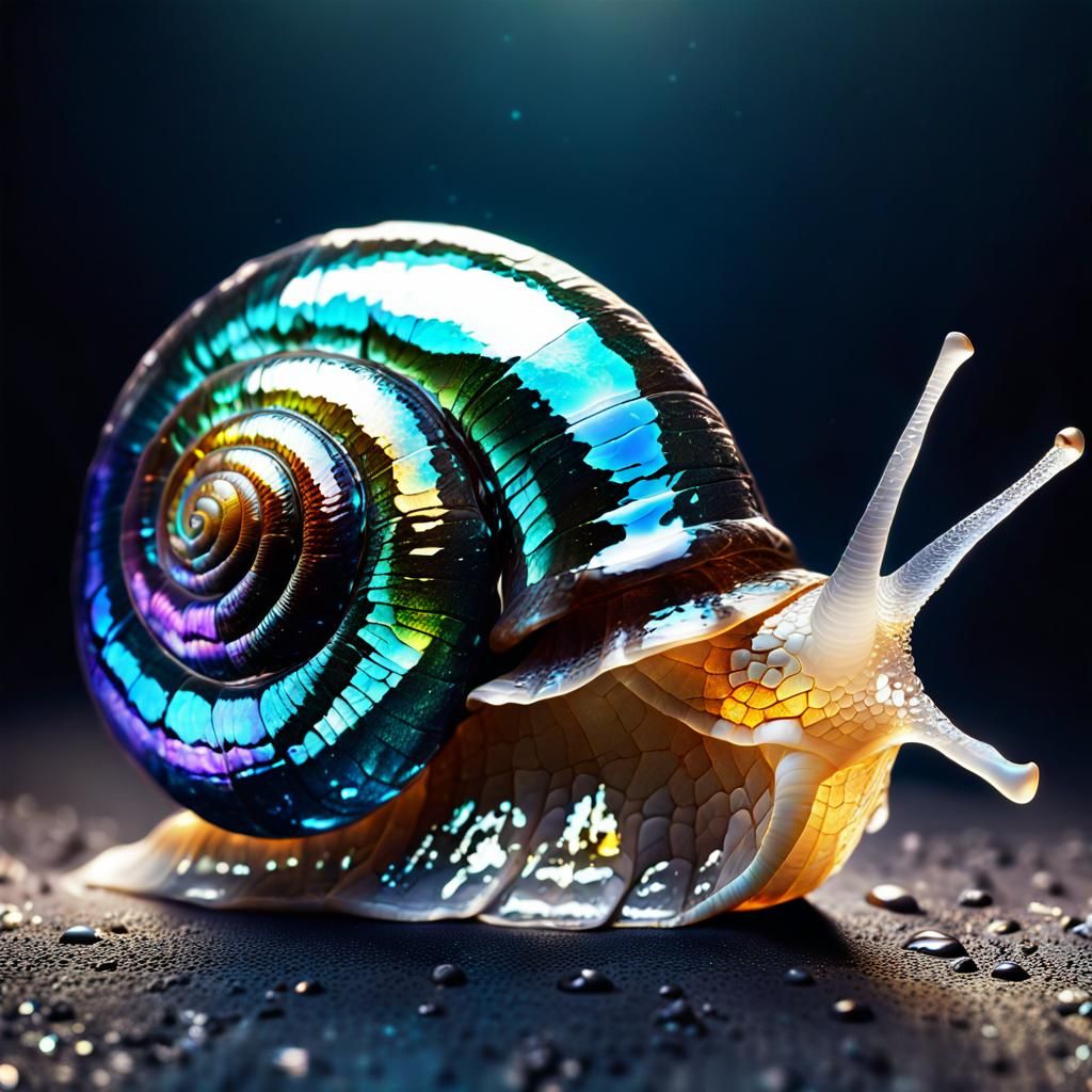 Opalescent Glass Snail with Bioluminescent Details