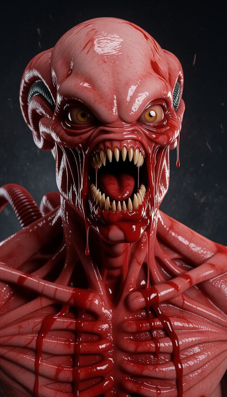 Gory Alien Chestburster Erupts from Human Body
