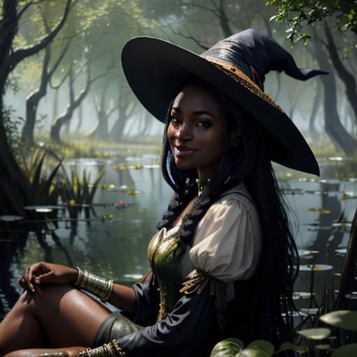 Swamp Witch Portrait in Impressionistic Oil