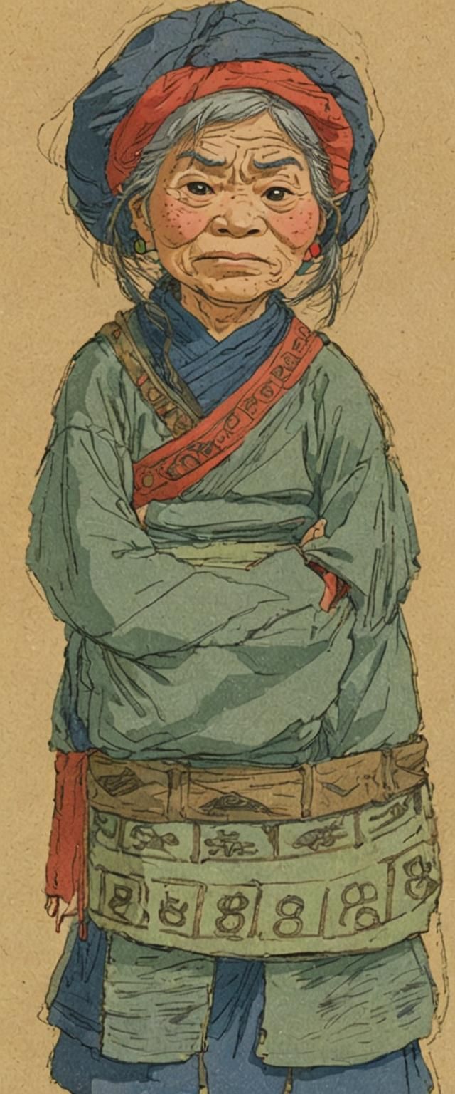 A grumpy old Miao woman Studio Ghibli