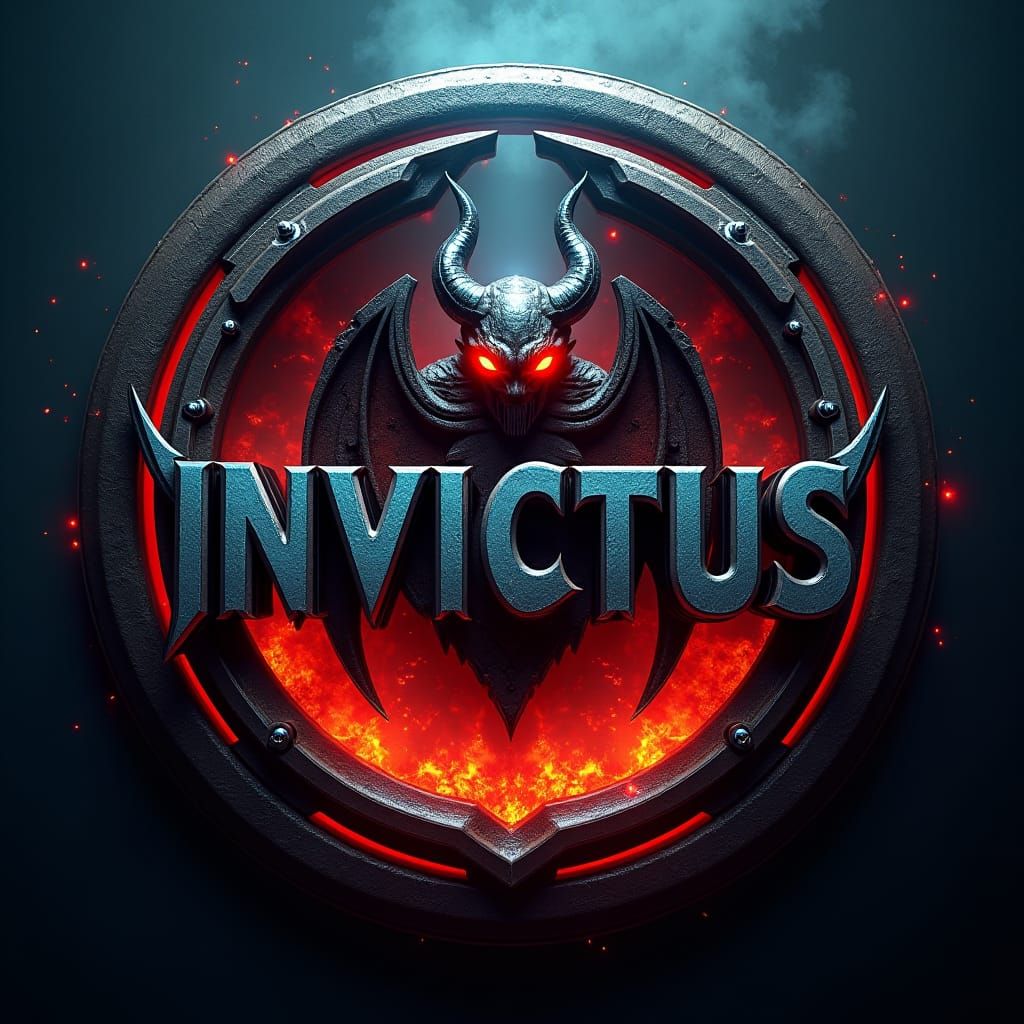 Majestic Sci-Fi Emblem Logo with Devil Silhouette