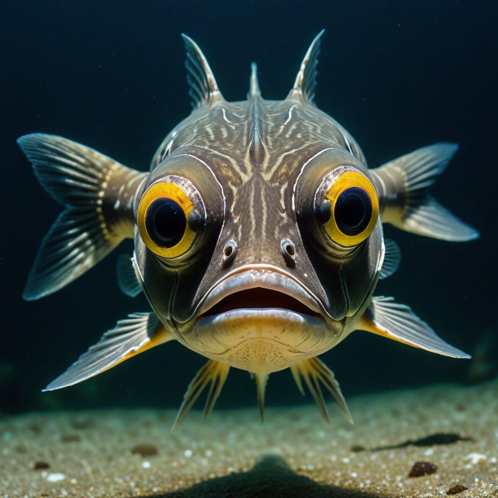 Pseudobathylagus milleri, stout blacksmelt, also  called the owlfish, due to its large eyes relative to its body, found ...