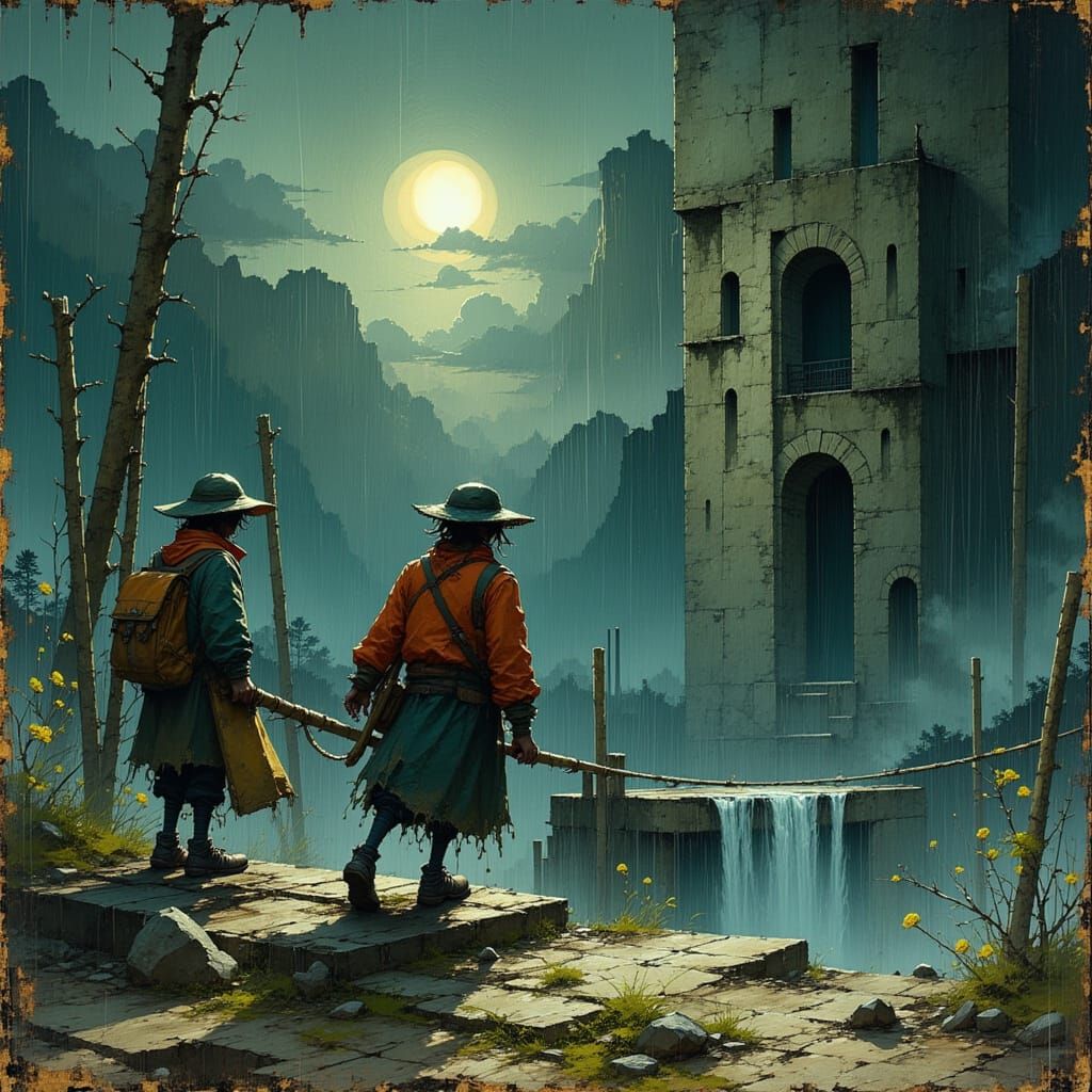 Construction Workers Struggle to Save Weathered Building