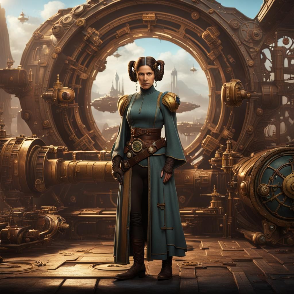 Steampunk Princess Leia Organa in Detailed Matte Painting