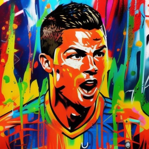 Cristiano Ronaldo Graffiti Art in Splash Style