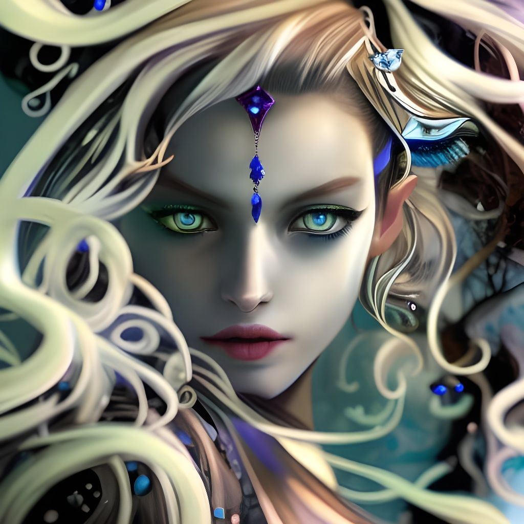 Gothic Girl Portrait with Moonlit Sky