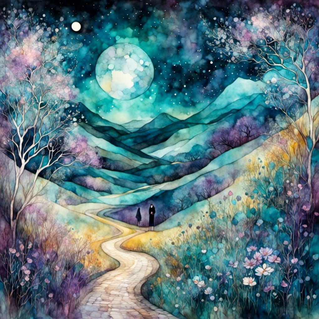 Abstract Liquid Ink Journey Illustration