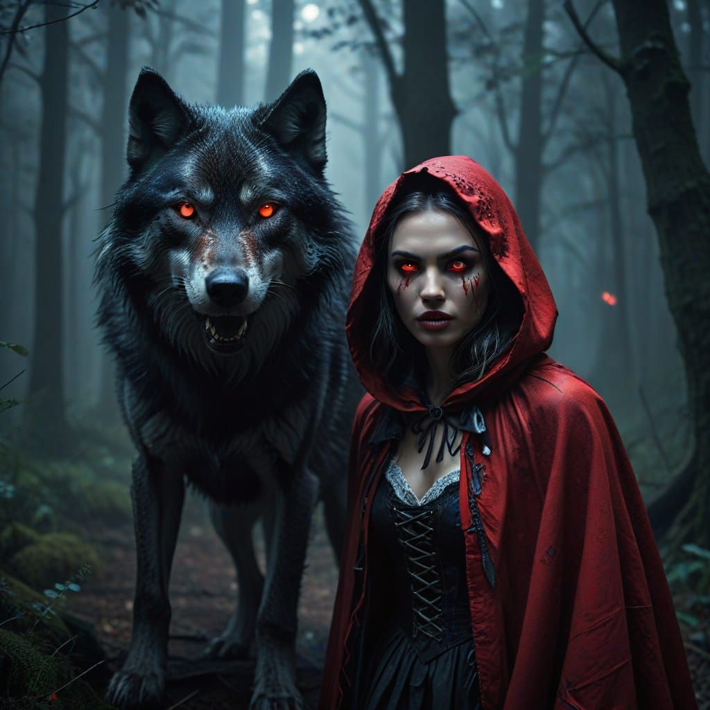 In thisoverlay image, little Red Riding Hood of the famous f...