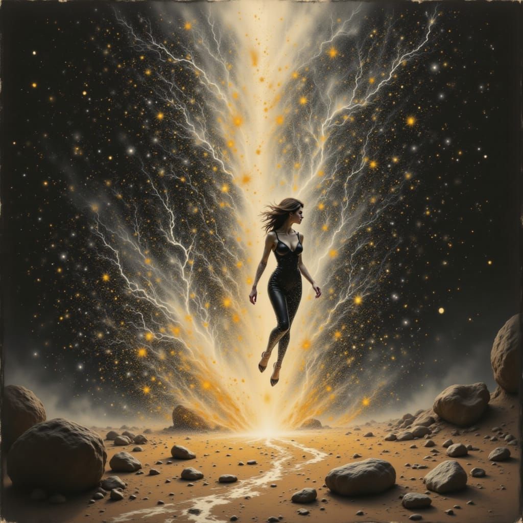 Desert Spirit Unleashing Storm in Digital Painting Style