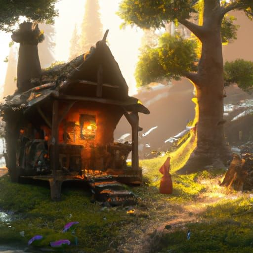 Enchanted Cottage in Forest Concept Art
