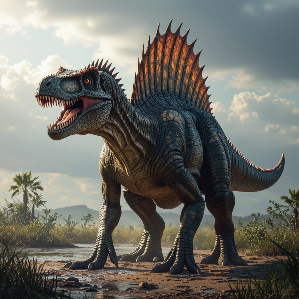 Photorealistic Spinosaurus with Detailed Scales