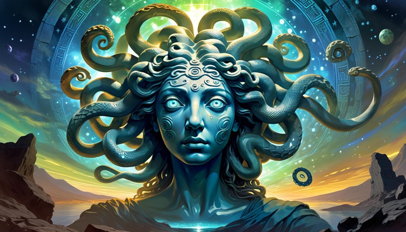 She turned around with a stone face I was confused and I realized I looked into the eyes of a medusa