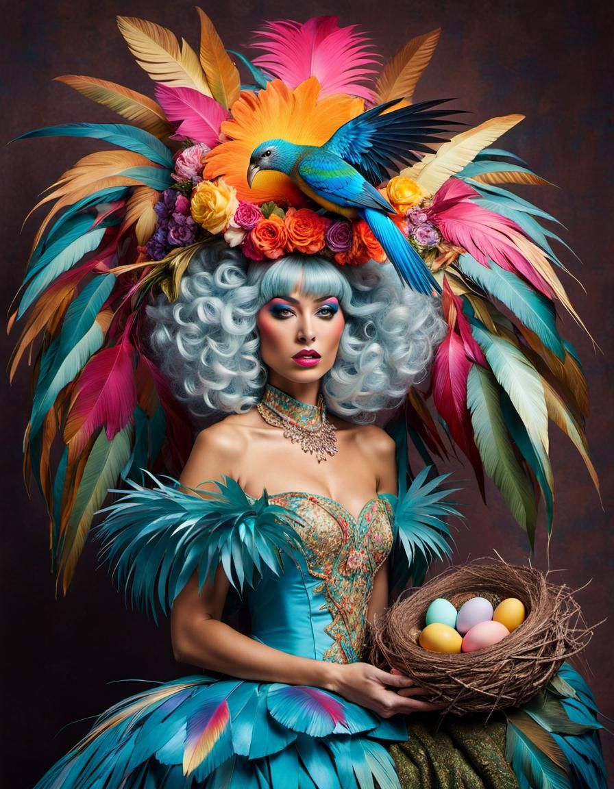 Maximalist Fashion: Bird's Nest Wig Portrait