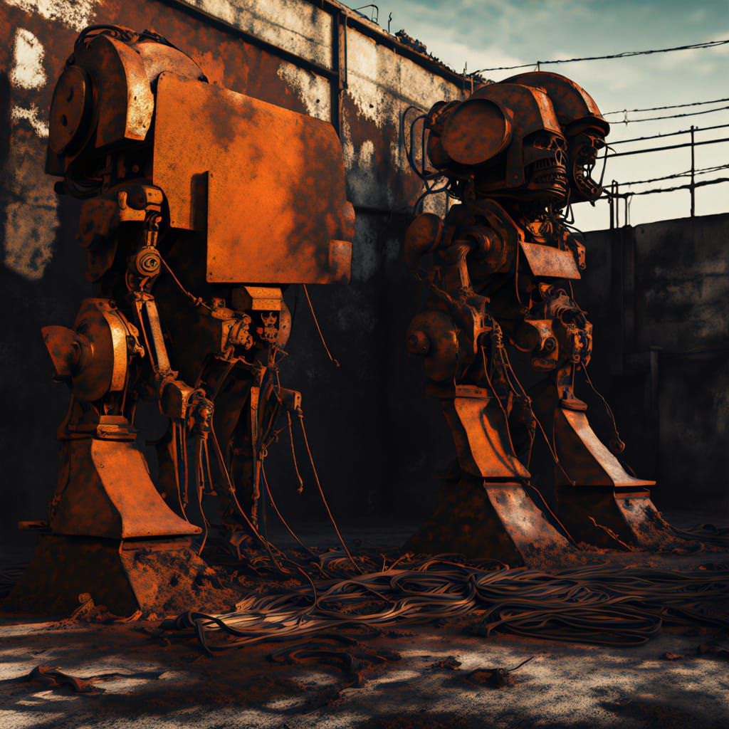 Looming Plaster Monoliths in a Decaying Abandoned Room