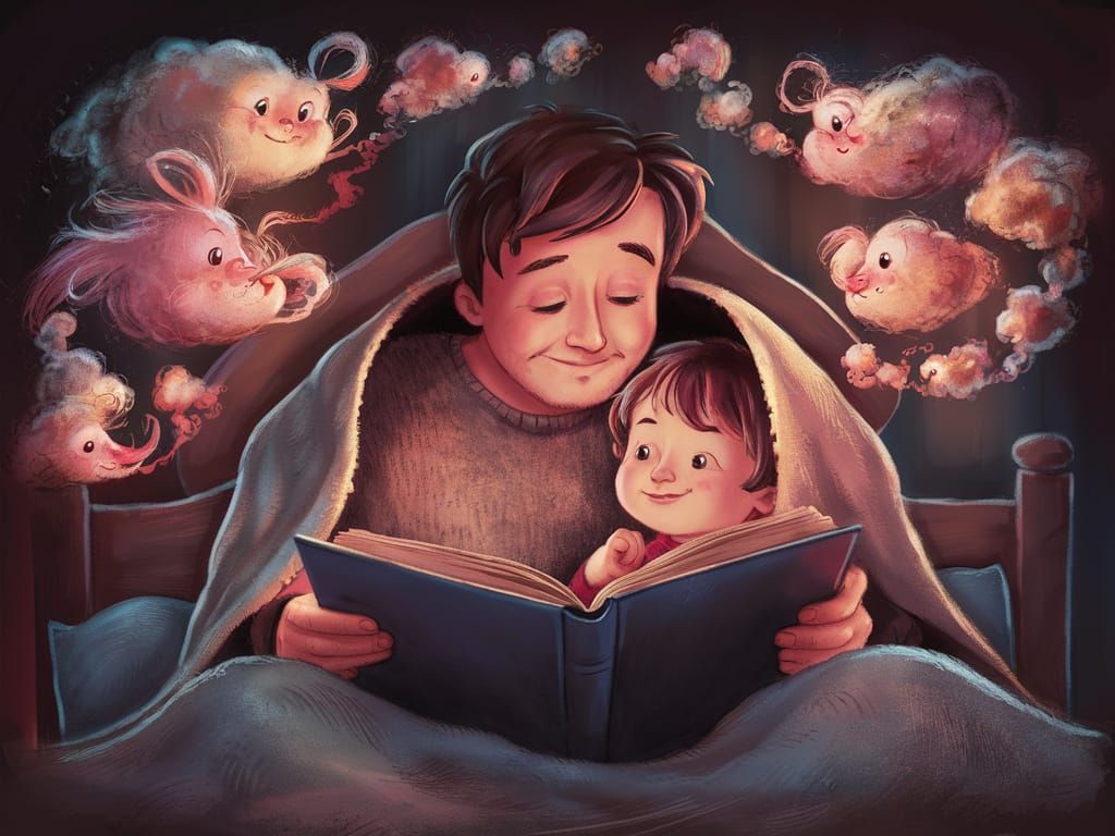 Heartwarming Scene of Father Reading to Child