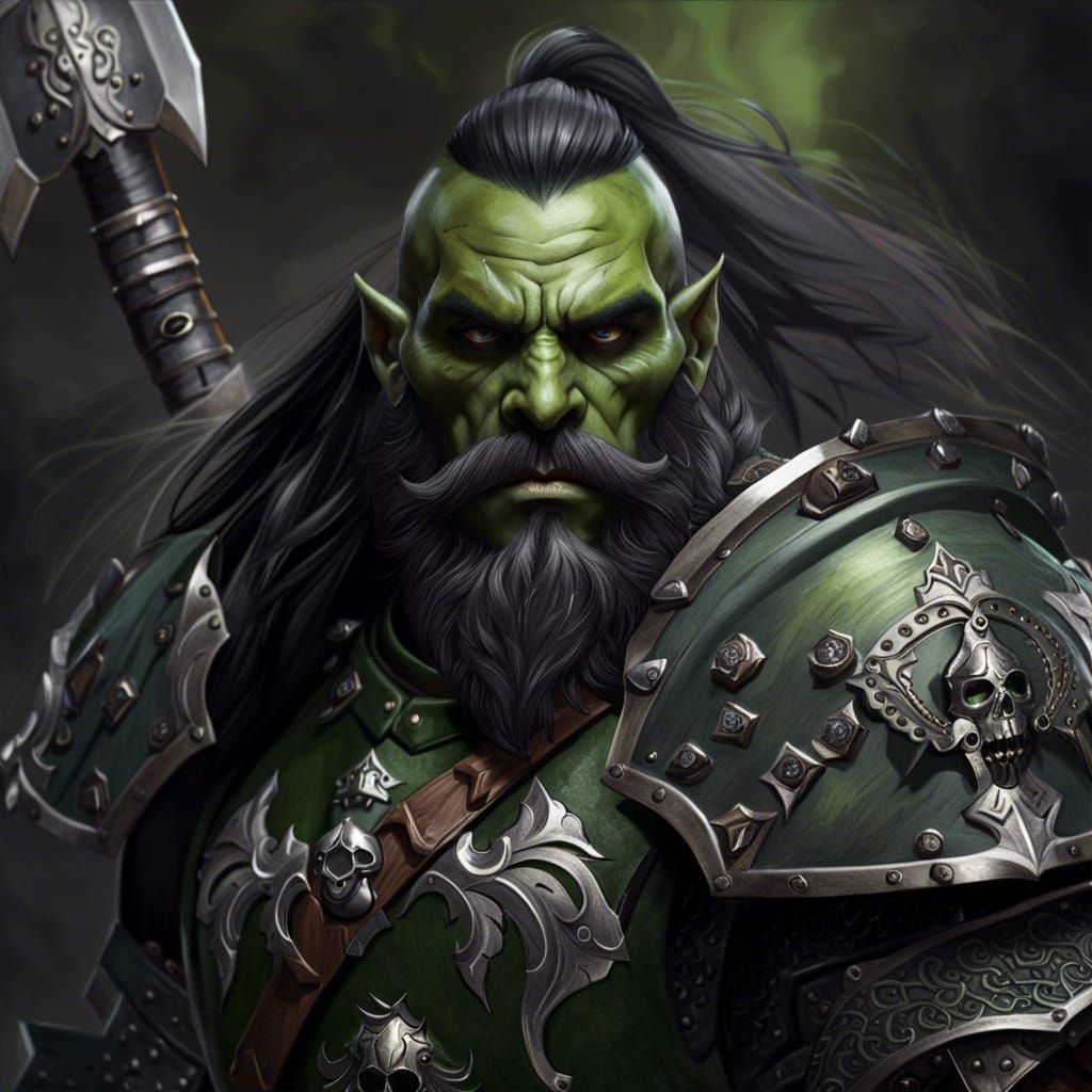 Orc Paladin in Skull Armor with Axe