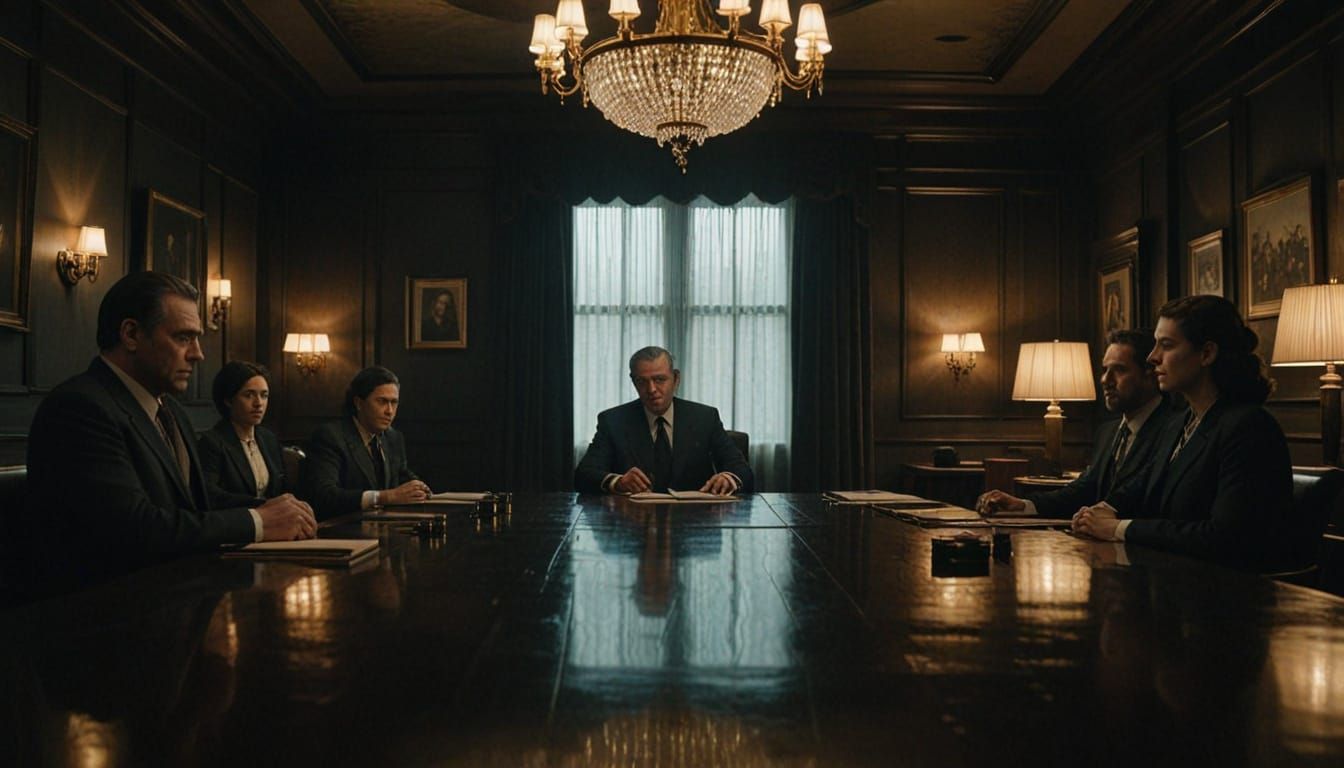 Dark Allegiances in a Dimly Lit Boardroom