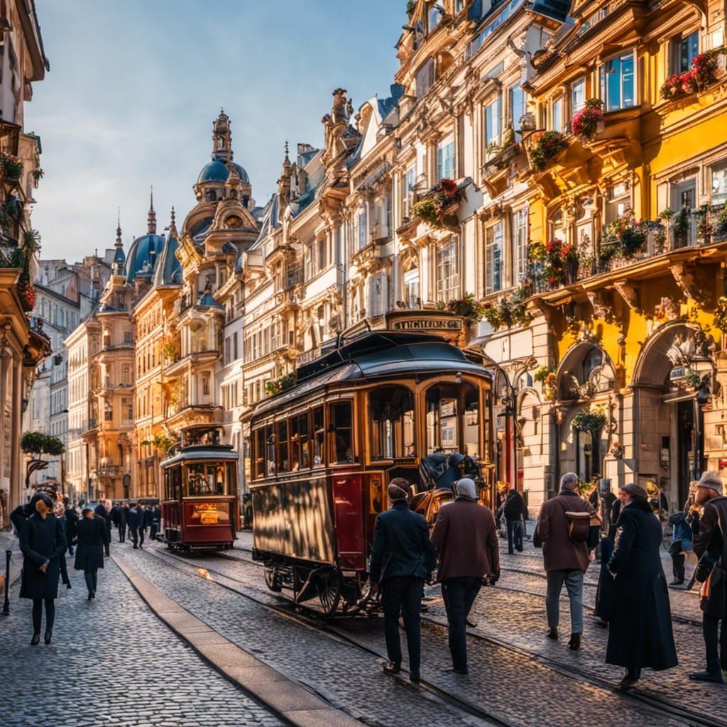 1900s European Street Scene at Christmas