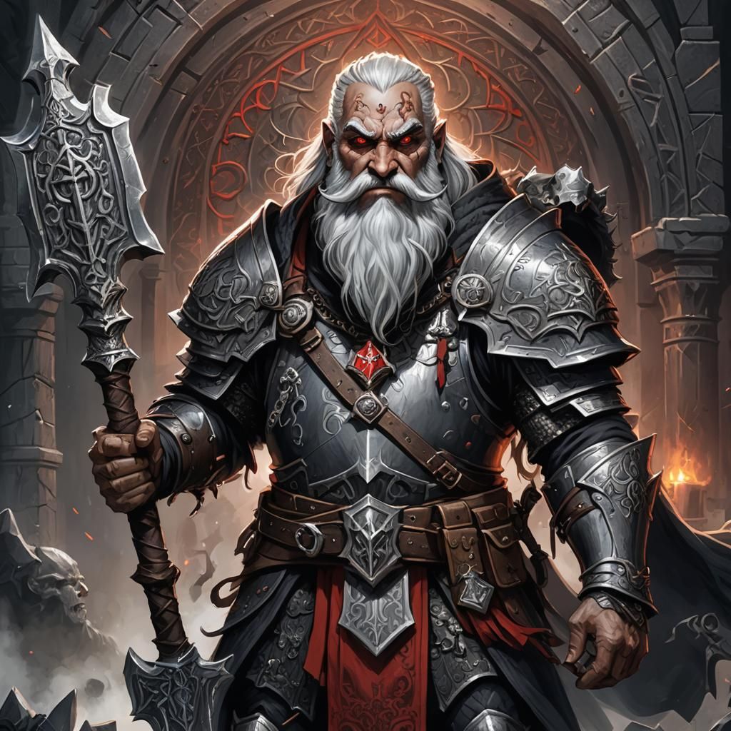 Iron Order Duergar Wielding Warhammer in Dark Fantasy Style