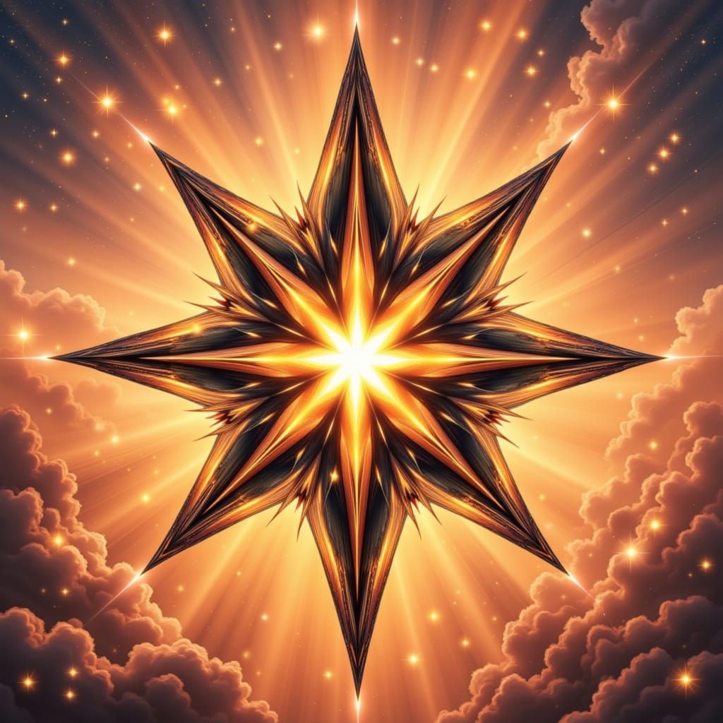Peach and Black Zenith Star Art