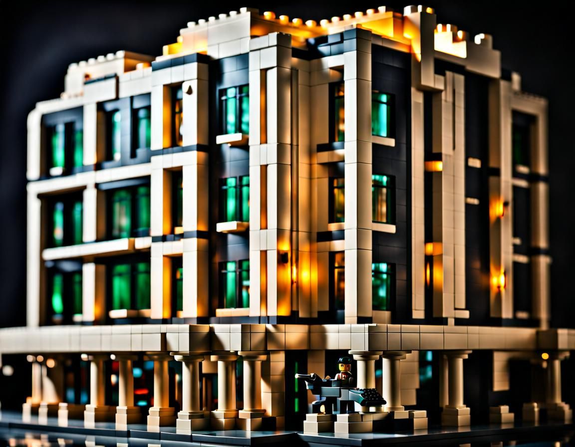 Art Deco Lego Architecture in California: High Contrast Phot...