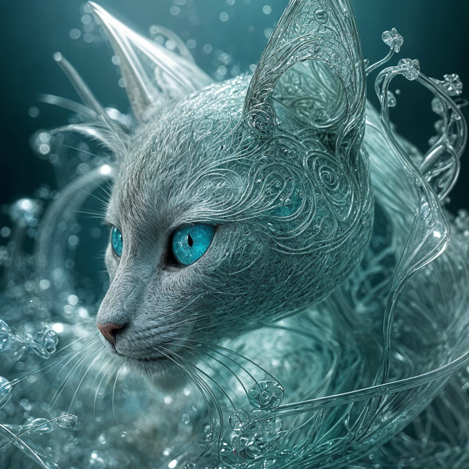 Surreal filigree cat