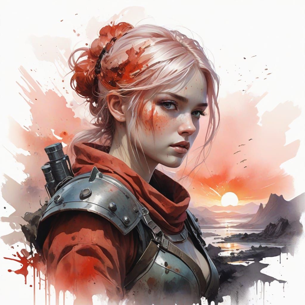 Armored Warrior in Volcanic Wasteland