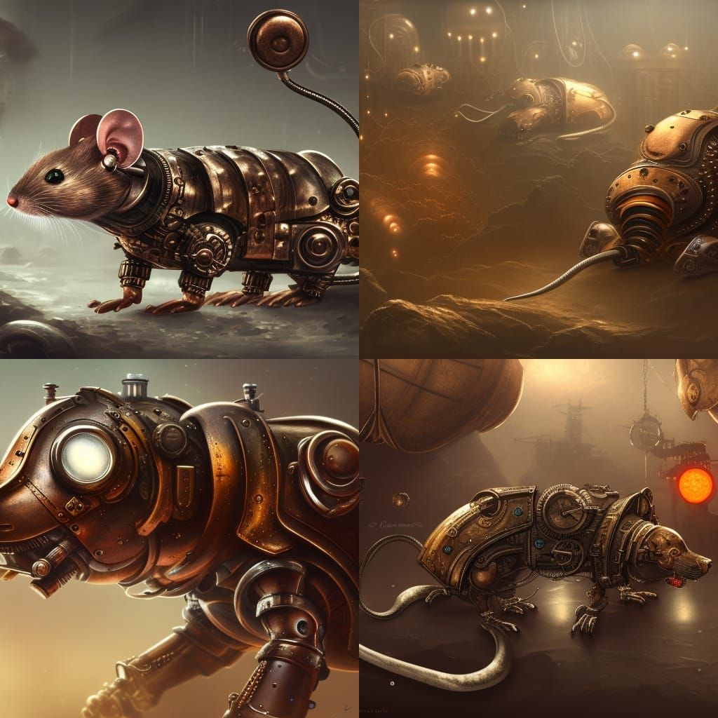 Steampunk Cyborg Mice in Detailed Matte Painting